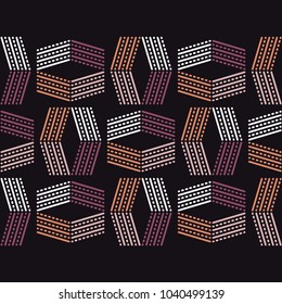 Seamless geometric pattern. Texture of stripes and dots.  Scribble texture. Textile rapport.