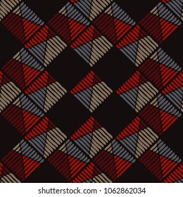 Seamless geometric pattern. Texture of stripes and squiggles. Textile rapport.