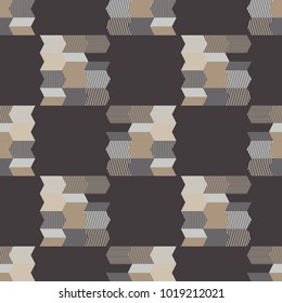 Seamless geometric pattern. Texture of the strips and polygons. Bright colors and simple shapes. Trendy seamless pattern designs.