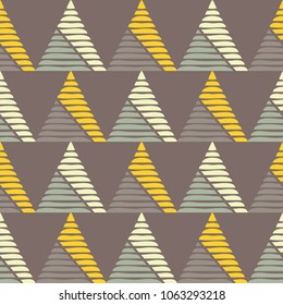 Seamless geometric pattern. Texture of triangles and squiggles. Textile rapport.