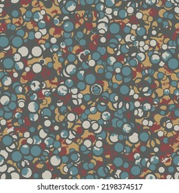 Seamless geometric pattern with textured dots on green background. Modern vector abstract seamless geometric pattern with circles in retro style. Abstract Polka dot print for fabrics, Wallpapers.