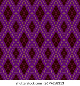 padrão geométrico sem costura padrão de tecido tailandês Forma quadrada vermelho roxo preto papel de parede