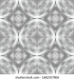 Seamless geometric pattern with thin curved lines. Striped modern fashion background for postcard design, fabrics, packaging paper, wallpaper,  cover. Vector illustration.