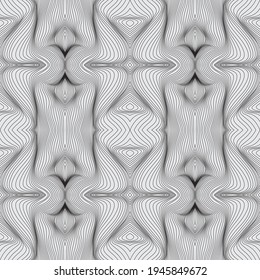 Seamless geometric pattern with thin curved lines. Oval shapes, semicircle, arc. Mesh modern fashion background. Vector illustration.