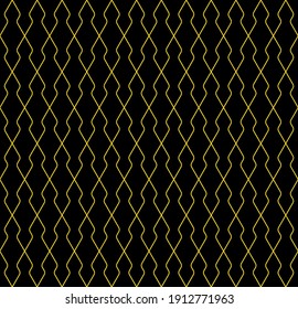 Seamless geometric pattern . Thin lines in brown color . Black background. Geometric background, graphic seamless pattern illustration.Particaly rounded corners.