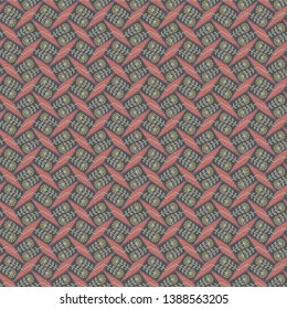 seamless geometric pattern with tilted squares and diamonds decorated with flower ornaments