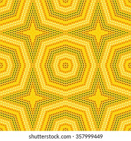 Seamless geometric pattern of tiny colored dots, illumination, optical illusion