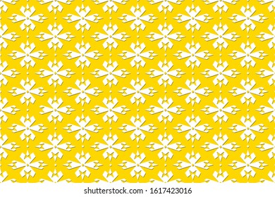 Seamless Geometric Pattern of a Transformed Four Sided Polygon in Canary Yellow & White