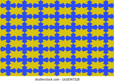 Seamless Geometric Pattern of a Transformed Four Sided Polygon Tessellation in Blue & Gold
