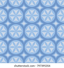 seamless geometric pattern in tree blue shades