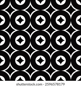 seamless geometric pattern Triangle, square, flower, geometric, circle, shape, fabric pattern, wallpaper, fabric, pattern, black and white
