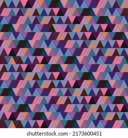 Seamless geometric pattern with triangles. Abstract purple and blue colorful triangle vector pattern. 