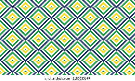 Seamless geometric pattern with triangles. Background pattern in blue, green, yellow color for Brazil Independence Day September 7 isolated vector illustration.	