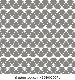 seamless geometric pattern with triangles, continuous zig-zag or chevron-like effect, horizontal rows, pointing both upwards and downwards, repeating motif of interconnected triangles or arrowheads.
