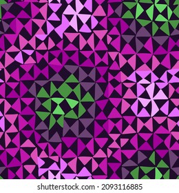 Seamless geometric pattern with triangles. Kaleidoscope style. Optic psychedelic repeat minimal swatch. Multicolor triangular texture. Mosaic print. Fabric, textile and surface print design.
