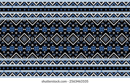 Seamless geometric pattern, tribal, ethnic design, carpet, fabric, wallpaper, clothing, batik, cloth, vector, illustration, embroidery.
