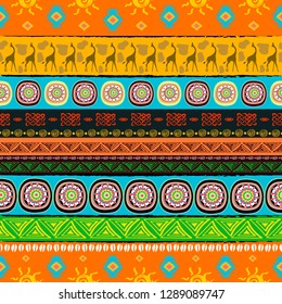 Seamless geometric pattern with tribal motifs. Ethnic ornament. Fabric, cloth design, wallpaper, wrapping. vektor illustration