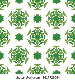 Seamless geometric pattern with various elements.