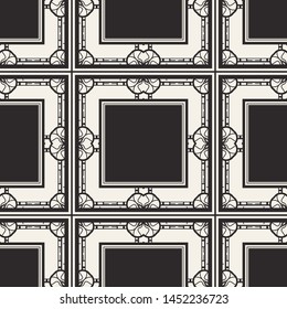 Seamless geometric pattern. Vector abstract classical modern art deco background in black and white color