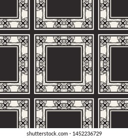 Seamless geometric pattern. Vector abstract classical modern art deco background in black and white color