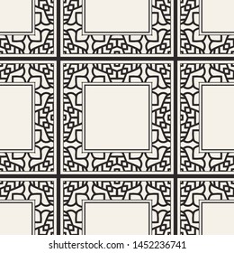 Seamless geometric pattern. Vector abstract classical modern art deco background in black and white color