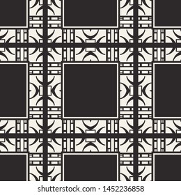 Seamless geometric pattern. Vector abstract classical modern art deco background in black and white color