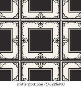 Seamless geometric pattern. Vector abstract classical modern art deco background in black and white color