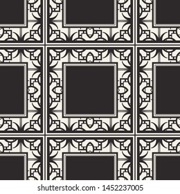 Seamless geometric pattern. Vector abstract classical modern art deco background in black and white color