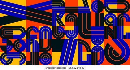 Seamless geometric pattern vector, abstract background design with colorful elements taken from letters typography.