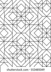 Seamless geometric pattern. Vector abstract classical background in black and white color