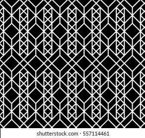 Seamless geometric pattern. Vector abstract classical background in black and white color
