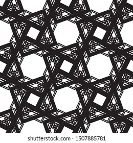 Seamless geometric pattern vector. Black and white texture. Square elements.