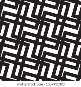 Seamless geometric pattern vector. Black and white texture. Square elements.