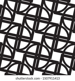 Seamless geometric pattern vector. Black and white texture. Square elements.