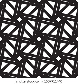 Seamless geometric pattern vector. Black and white texture. Square elements.