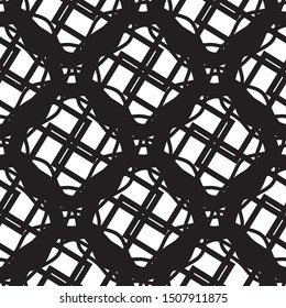 Seamless geometric pattern vector. Black and white texture. 