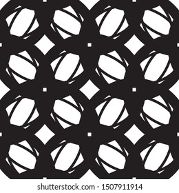 Seamless geometric pattern vector. Black and white texture. Circle elements.