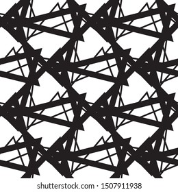 Seamless geometric pattern vector. Black and white texture. Triangle elements.