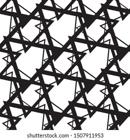 Seamless geometric pattern vector. Black and white texture. Triangle elements.
