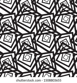 Seamless geometric pattern vector. Black and white texture. Square elements.