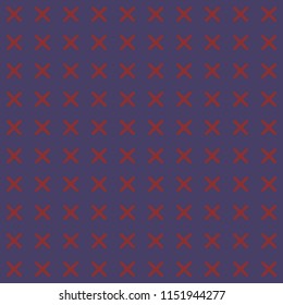 Seamless geometric pattern vector. Design symbol x red on blue. Design print for texture, wallpaper, fabric, metal, textile, background. Set 3