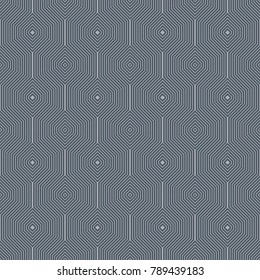 Seamless geometric pattern vector. Design line white on dark blue background. Design print for textile, fabric, wallpaper, background.