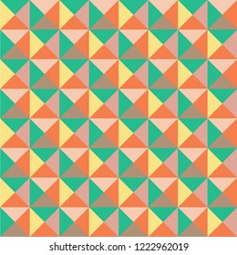 Seamless geometric pattern. Vector graphic. Colorful wallpaper. Simple and modern shape design. Abstract art. Decorative print. Polygonal background.