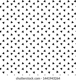 Seamless geometric pattern. Vector graphic. Black triangles on white background. Simple and modern shape design. Abstract art. Decorative print for wrapping paper, fabric, textile. Polygonal wallpaper