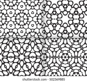 Seamless geometric pattern. vector graphic illustration. Ethnic arabic indian ornament. For wallpaper, brochure, web page background. set of 4 pattern