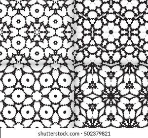 Seamless geometric pattern. vector graphic illustration. Ethnic arabic indian ornament. For wallpaper, brochure, web page background. set of 4 pattern