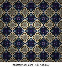 Seamless geometric pattern. Vector seamless pattern. Green, black and gray background. Geometric background with rhombus, dots and nodes. Colorful texture. Abstract geometric pattern.