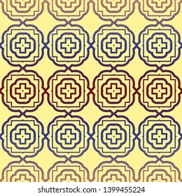Seamless geometric pattern. Vector illustration. Purple yellow color.