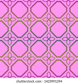 Seamless geometric pattern. Vector illustration. Purple yellow color.