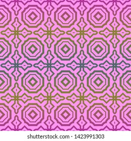 Seamless geometric pattern. Vector illustration. Purple yellow color.